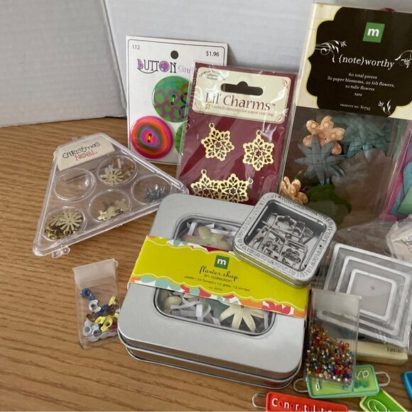 Mixed Scrapbook Craft Supplies Lot w Organizer Wheel Embellishments Card Making - Picture 2 of 8